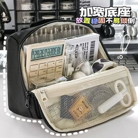 高颜值大容量笔袋黑色简约日系文具盒，学生用文具袋收纳包化妆包