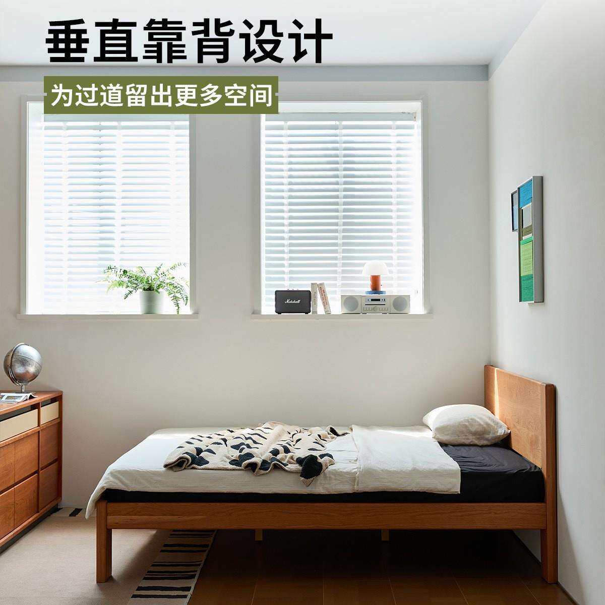 实木床樱桃木床北欧1.5米单人床1.8m小户型主卧大双人床
