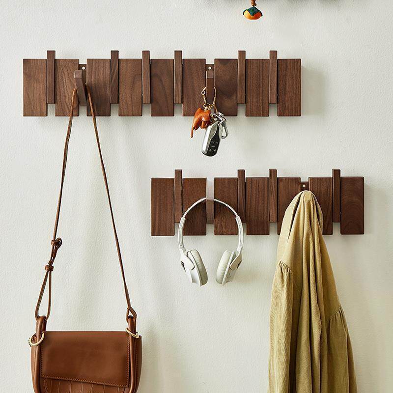 钢琴键挂钩胡桃HZGLA木孔挂衣钩进上门玄关挂衣架打壁挂墙门后固