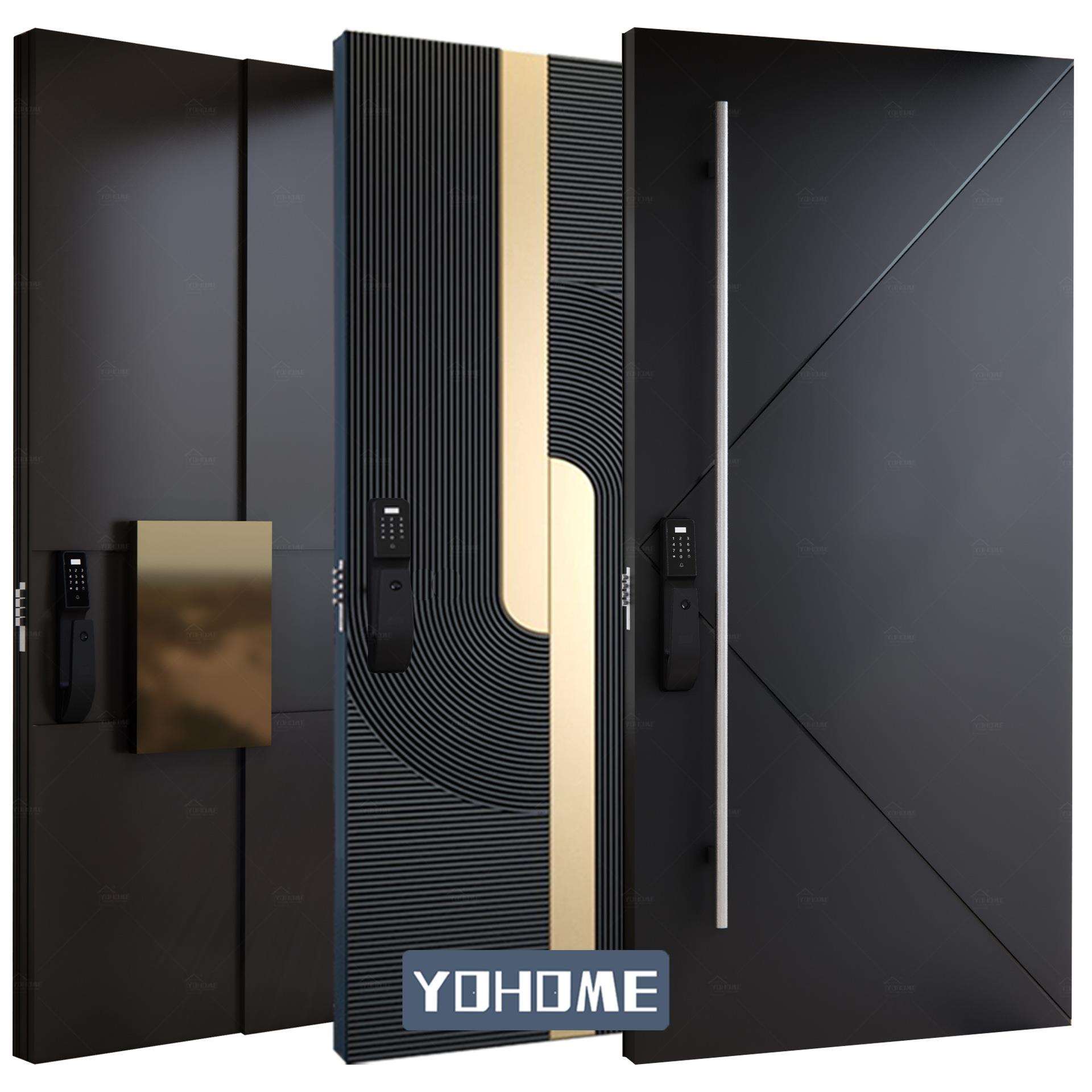 工厂现代高级别墅转轴门带智能锁甲级防盗安全密码指纹进户门