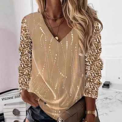 womens digital sequins imitation loose pullover
