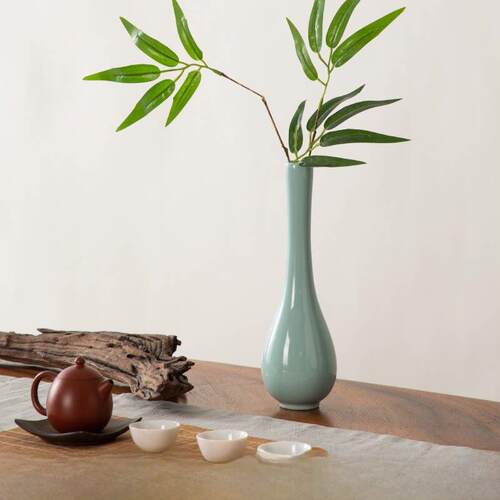宋代审美花瓶中国陶瓷玉净瓶茶道家居用品佛像插花干花花饰