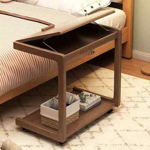 沙发边几万向轮茶几实木床头轻u型客厅移床边动电脑桌移动小茶几