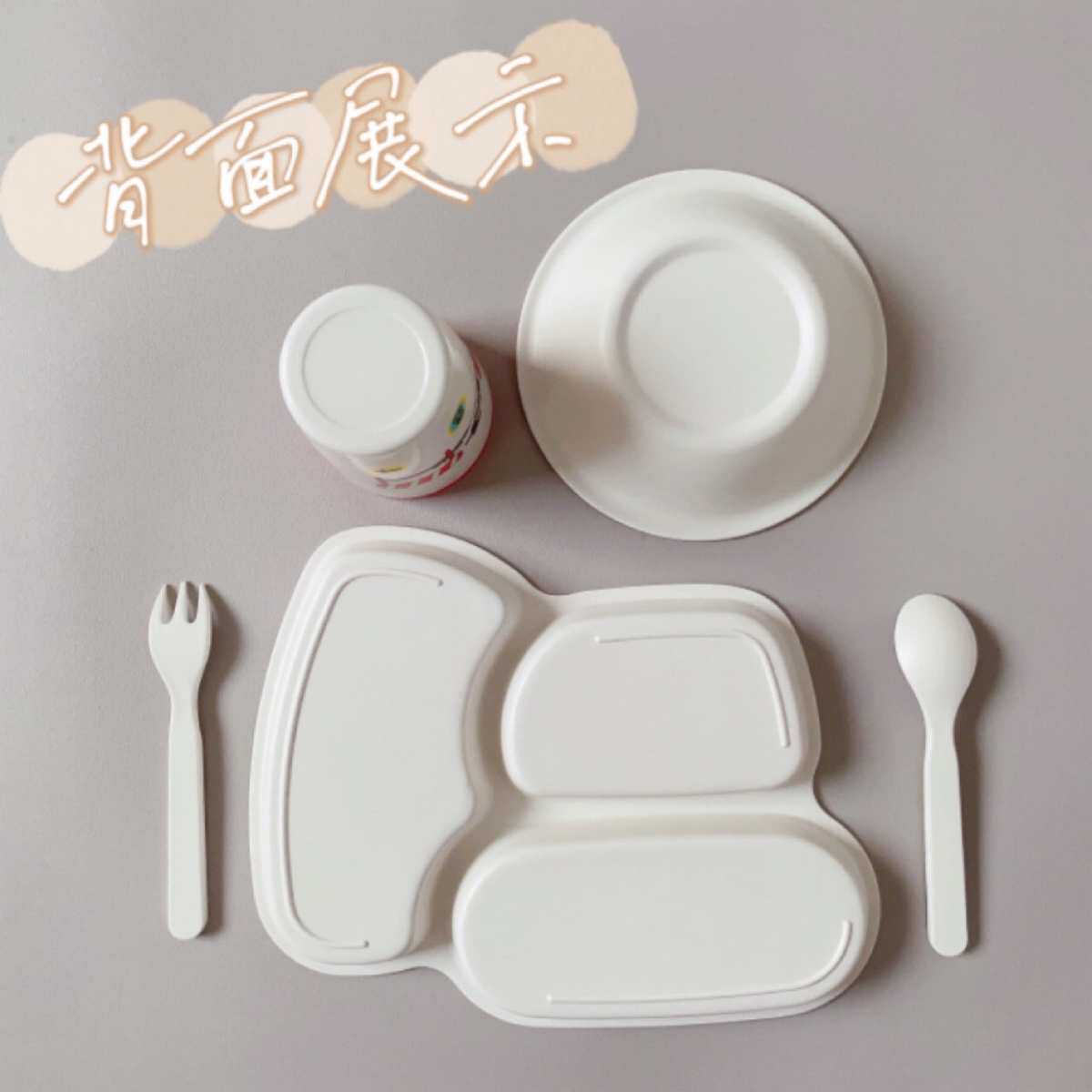 勺儿童餐竹件套礼品叉餐具盘纤维杯碗五挖掘机工程车分格盘