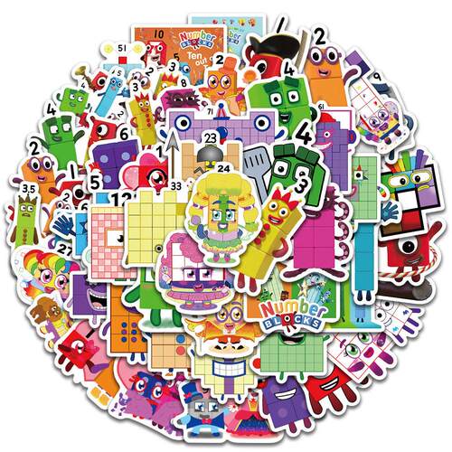 10/50pcs Funny Cute Cartoon Anime Number Blocks Stickers Kid