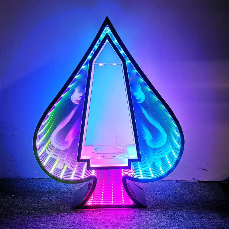 LED发光深渊黑桃A酒座幻彩亚克力香槟王酒座酒吧洋酒酒架KTV酒具