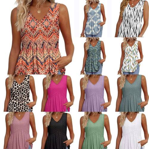 Womens Tank Tops 2026 Flowy Peplum Up 1 2 Oversized Look