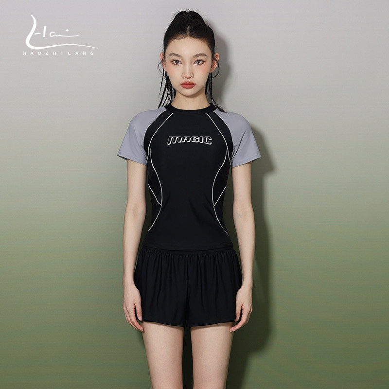 分体泳衣女2025新款显瘦遮肚保守运动平角游泳馆专用遮肉游泳装女