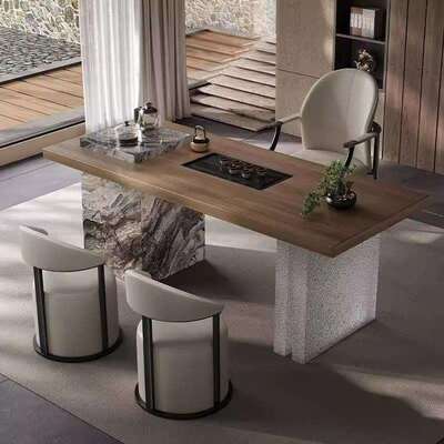 台轻奢桌子KZR岩板茶桌高端公茶现代简约用阳家台办泡茶茶几桌椅