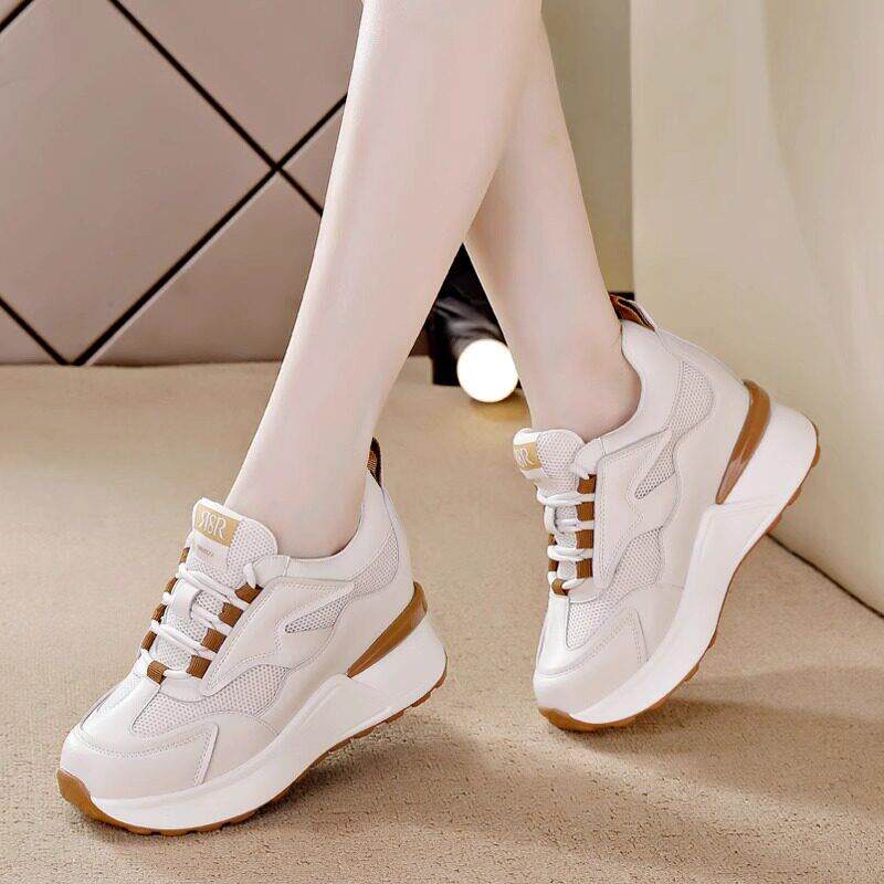 显脚小老爹鞋女鞋2025夏季新款透气内增高超火厚底轻便休闲 运动
