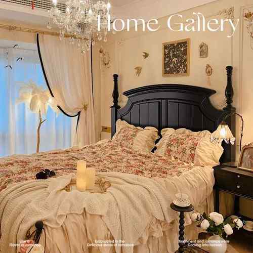 7K式复古实木色黑双人床1.5米现代简约轻奢美式法床主卧床1YAR.8