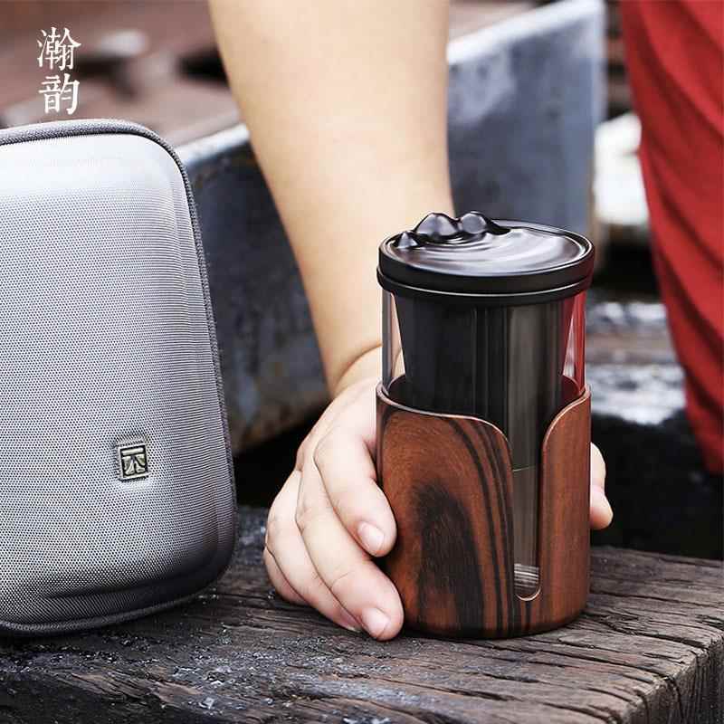 不觉堂创意便携泡茶杯陶瓷分离杯办公随手杯旅行茶具旅行杯带内胆