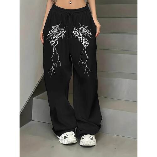 Pants Gothic Trendy Print Daily Mens Oversized Sweatpants
