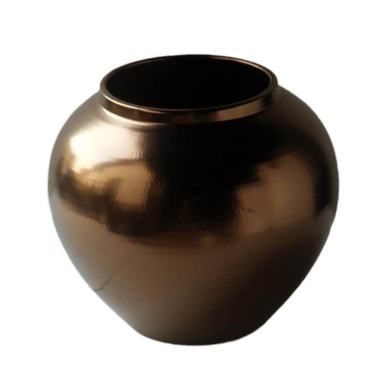 ins北欧花瓶插花器黄铜金色陶瓷花瓶摆件样板房装饰品软装摆件