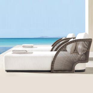 户别外沙发创意庭院绳编734餐墅椅样设计师网红酒店民宿板房藤编