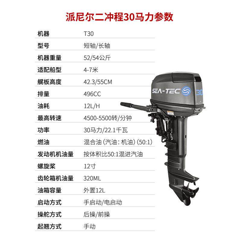 派尼尔防汛抗洪省油推进器汽油发动机船外橡皮艇挂浆船外机送货