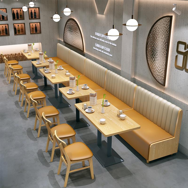 奶茶店桌椅组合实木糖水甜品小吃米粉面馆食堂快餐店沙发卡座商用