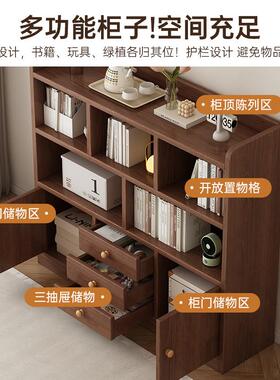 书柜储物子柜一体靠墙厅沙发隔断柜客玄关置CSE柜中古风柜物柜茶