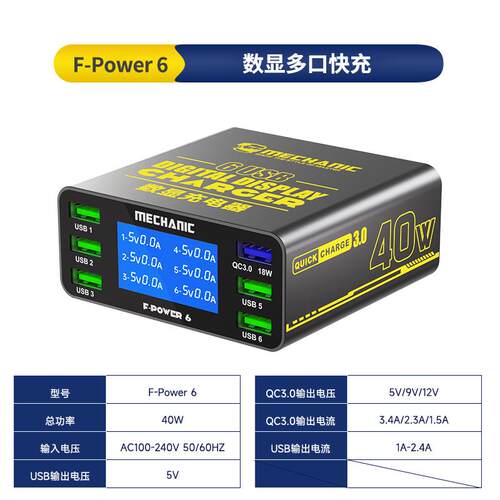 高档充维修佬 智能数显捷式多口快充便电器可视化usb电安全充过载