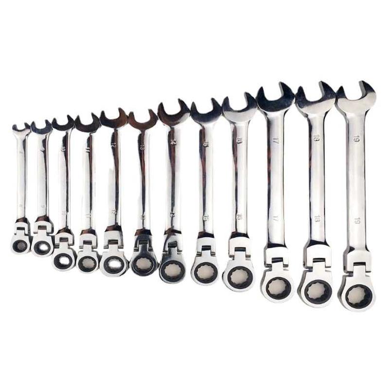 12PC活动 固定头两用棘轮扳手组套开口梅花 快速机修汽修扳手