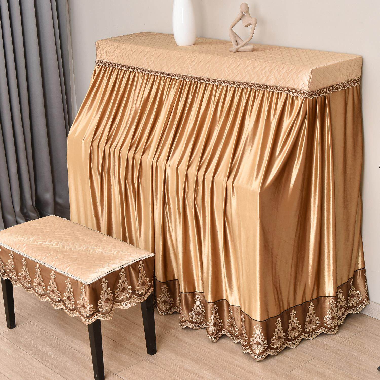 韩国弹力绒钢琴罩四面加厚全罩北欧风格现代轻奢钢琴套防尘罩出口