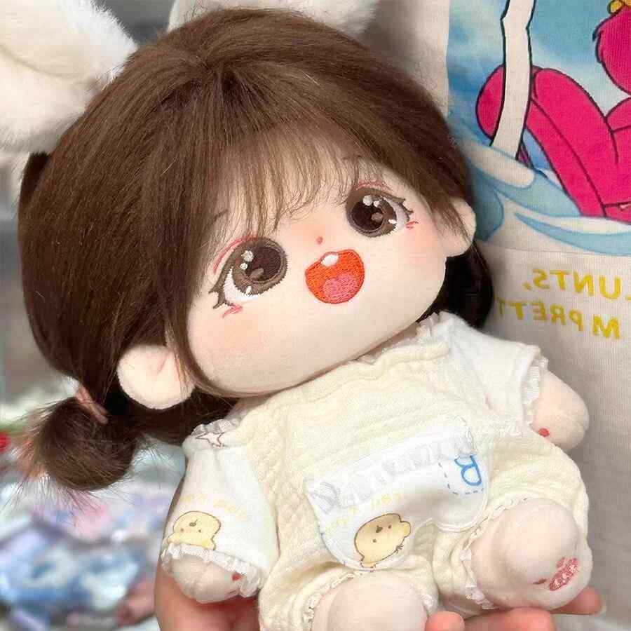 棉花娃娃栗粒20CM无属性女娃有骨架超萌可换装玩偶送小孩朋友礼物