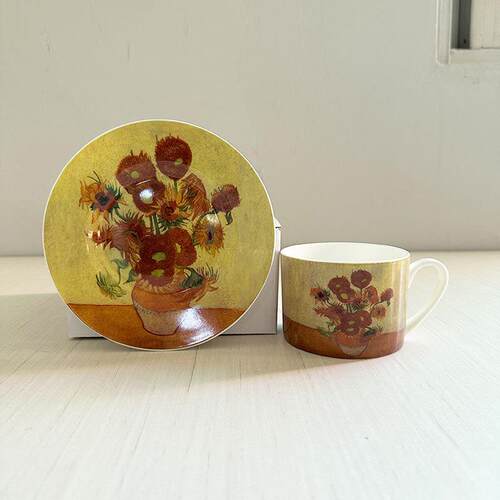 北欧风格高宝骨瓷咖啡杯碟小奢华创意高档精致梵高咖啡杯子甜点盘
