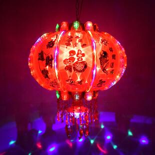 大门红旋转灯笼led阳台吊灯新年乔迁结婚七彩春节走马灯笼挂饰