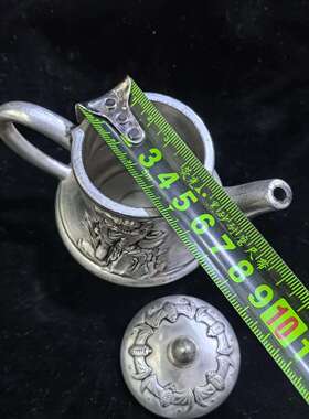 工艺品古玩仿古白铜五福钟馗茶壶茶具家用桌面复古工艺品