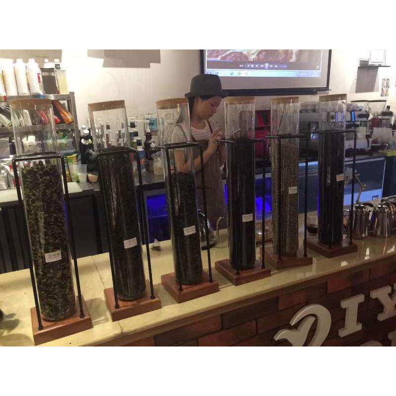 茶叶玻璃罐奶茶YQM密管封奶罐玻璃试展罐示架吧台摆设茶用品