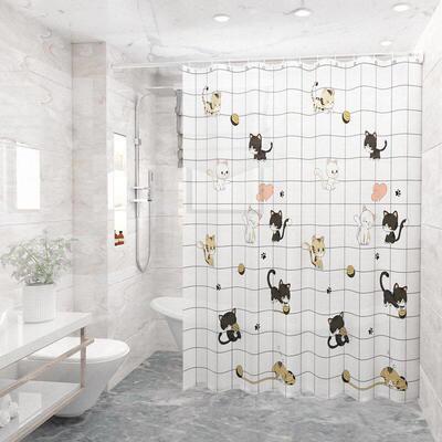 The bathroom shower curtain checkered PEVA Environmental