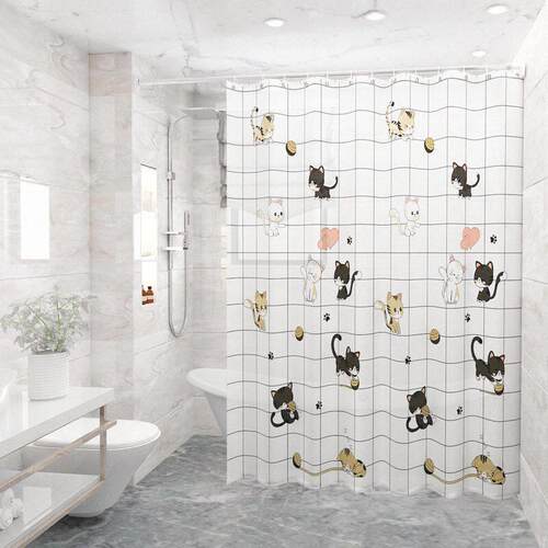 The bathroom shower curtain checkered PEVA Environmental