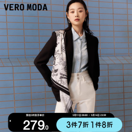 新绫致Vero Moda西服秋秋OL通勤优雅九分袖丝巾装饰西服外套