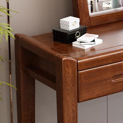 实木新中式胡桃小室梳妆木台简约户型多功能化妆台带抽屉卧化梳妆