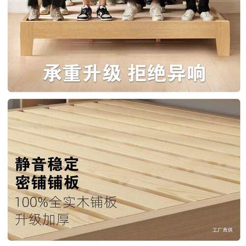实木床1.5m主卧床用81米双人床租房用经灯箱床济型现出代简约家单