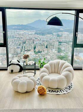 奶懒人沙发南瓜椅子单1054人油风躺休可睡小户型卧室可小沙发阳台