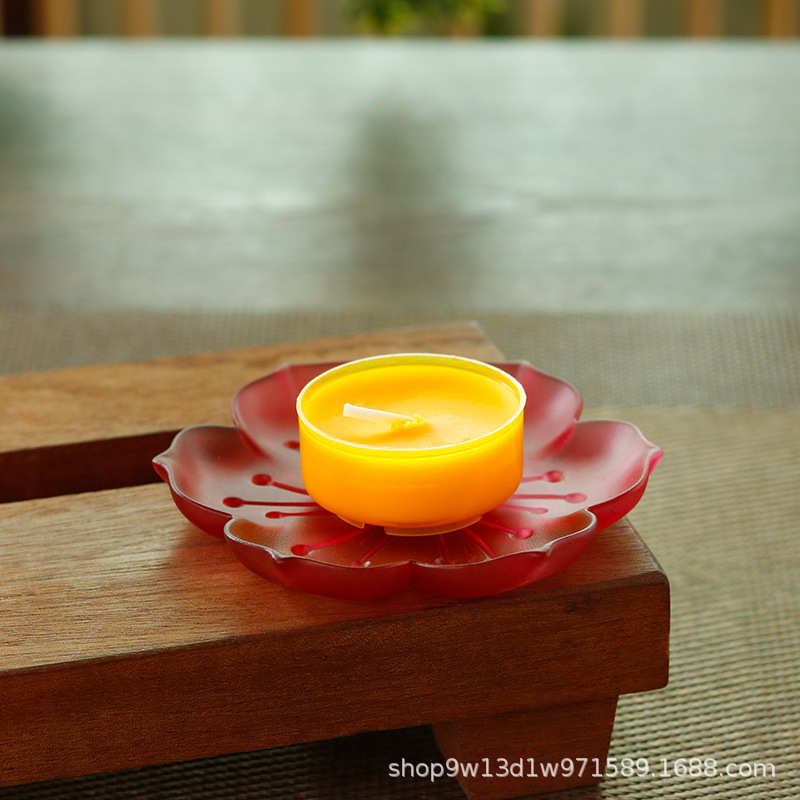 古法琉璃材质多功能荷叶碟子烛台灯座-香插-水果盘-茶托-造型精美