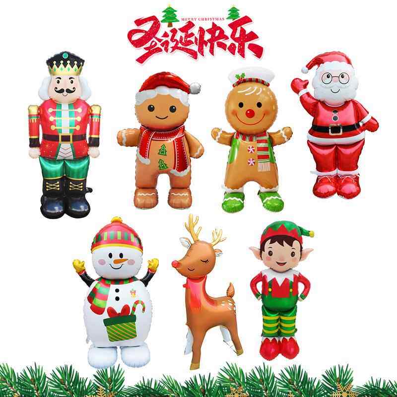 跨境圣诞节主题气球大号站立圣诞老人雪人炫彩圣诞树节日布置气球