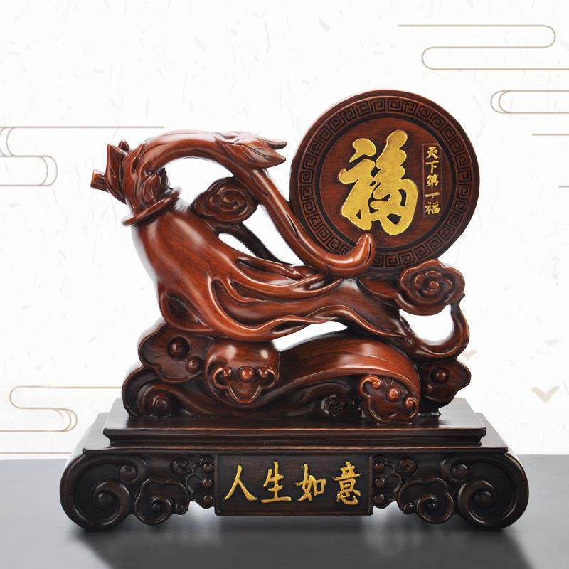 跨境工厂居家摆件直销树脂工艺仿木人参人生如意乔迁开业商务礼品