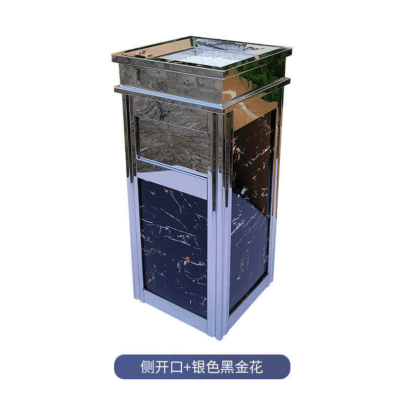 现货复古大理石立式垃圾桶不锈钢烟灰桶高档酒店垃圾箱室内垃圾桶