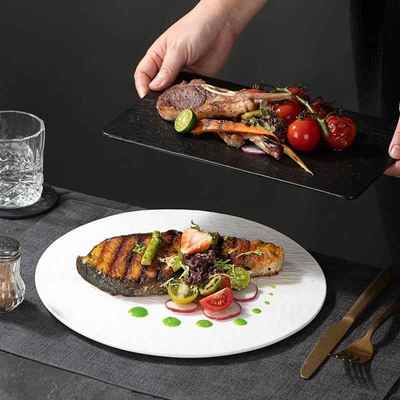 个性ZBG西式陶瓷平板日西料寿司盘子高颜值黑白餐盘牛排盘家用菜