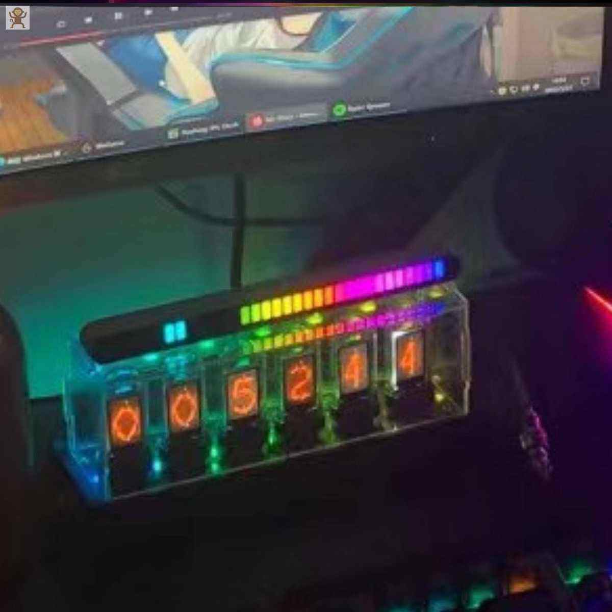 电脑时钟摆件ki9s电竞拟桌面房间竞摆件氛围辉光管电布置男友桌面