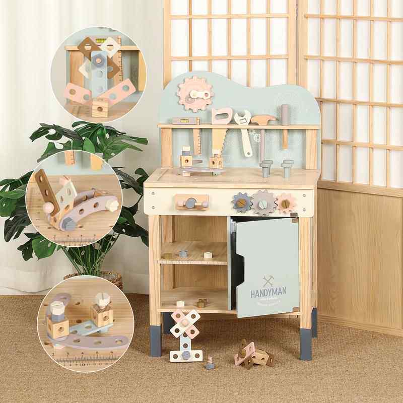 木制儿童拧螺丝螺母组合拆装工具台益智维修仿真工具箱过家家玩具