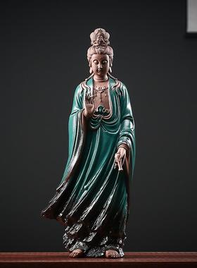 高档陶工艺品禅意茶室观世音菩佛像摆家居摆瓷件萨家用装修客厅装