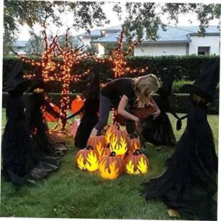 Witches Halloween Stakes Outdoor with Light Decoration