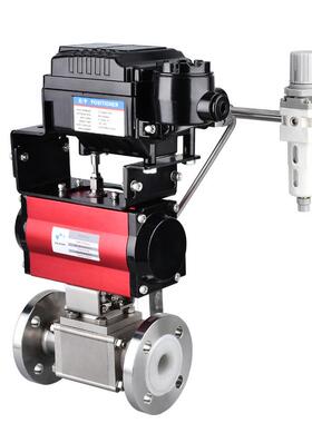 气动衬氟法兰过滤防爆调节型球阀不锈钢高洁净比例阀食品级衬PFA