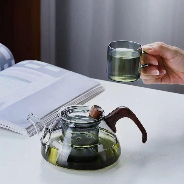 新款直销木把硼硅玻璃泡茶壶花茶壶公室功夫茶具茶壶冲泡耐热现简