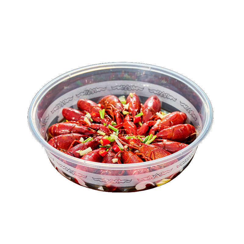 小龙虾圆形加厚食品级透明带盖超大圆盆酸菜鱼一次性打包外卖餐盒