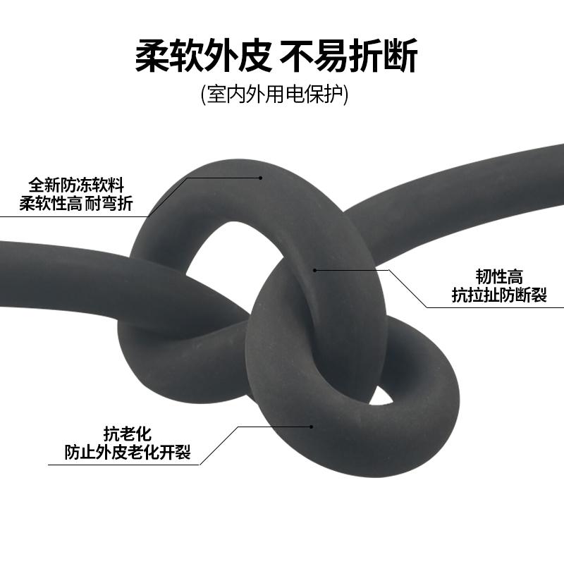 户外防冻电缆线纯铜3芯电线1.5 2.5 4平方护套线电源软线插头带线