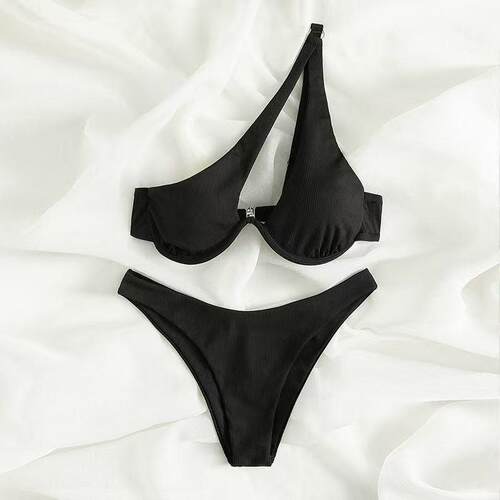 Split swimsuit women's single shoulder steel support